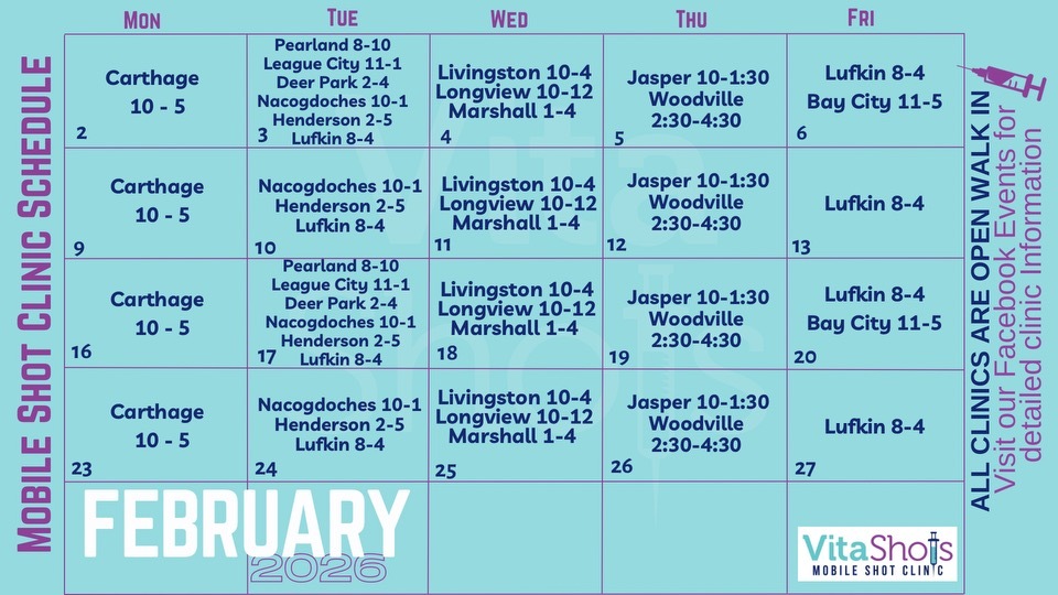 2026 Mobile Shot Clinic Calender - February